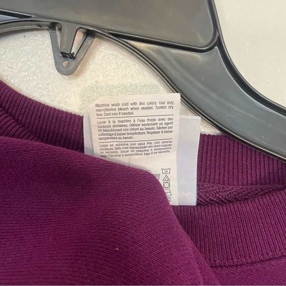 Champion Reverse Weave Crop Cut Off Sweatshirt Spellout Purple Size L STAINED - Picture 5 of 7